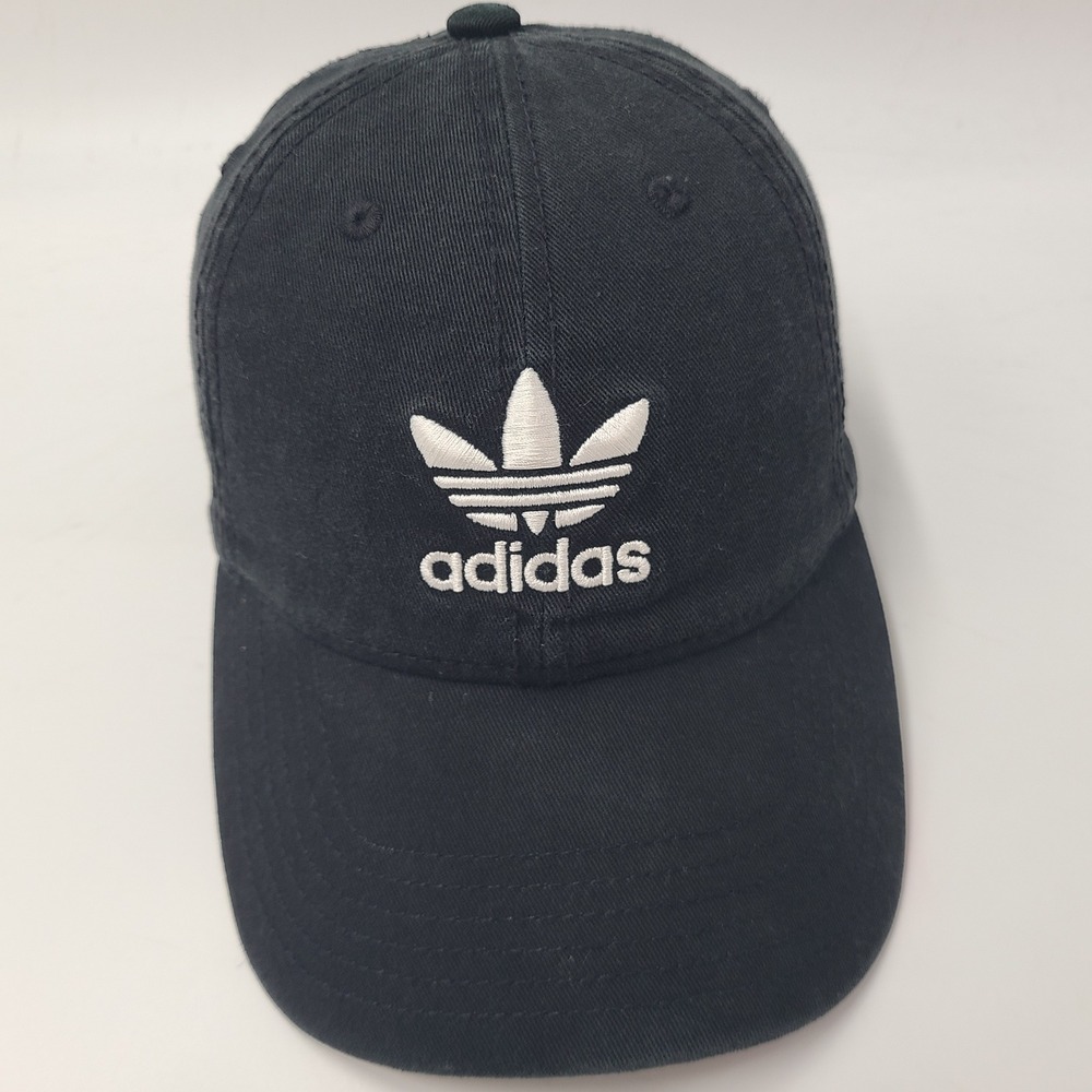 Adidas Hat Strapback Black White Trefoil Logo Casual Sports Dad Cap Cotton Men